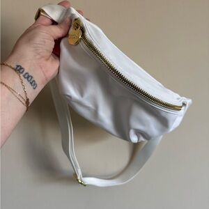 Stoney Clover Lane White Crossbody Bag with Gold Zipper